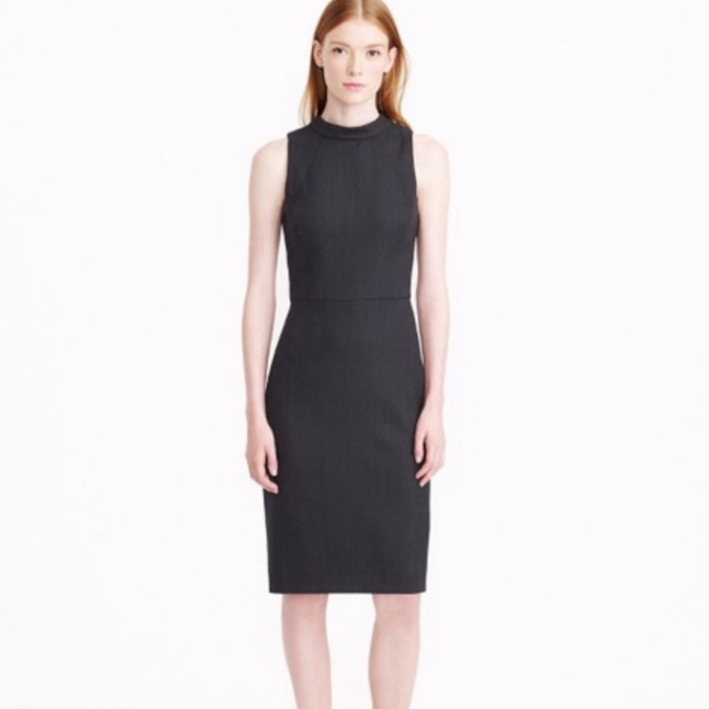J. Crew Mock Neck Wool Pique Gray Dress Sz 4